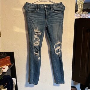 American Eagle Outfitters Ripped Blue Skinny Jeans